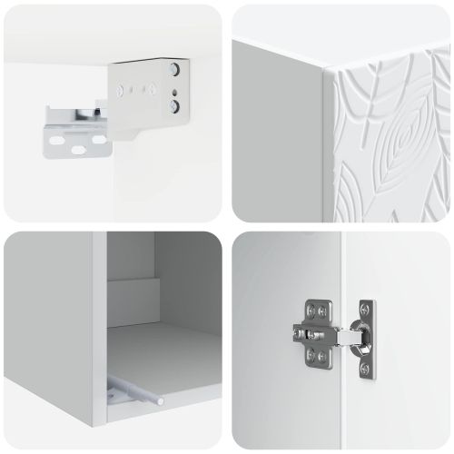 Стенно шкафче Бяло 33 x 34,5 x 90 см Инженерна дървесина