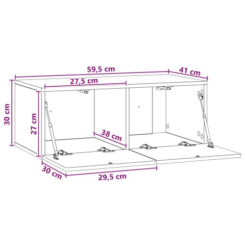 Стенно монтиран ТВ шкаф 59,5 x 41 x 30 см Черно