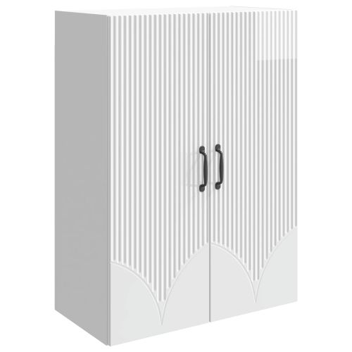 Стенно шкафче 66 x 34,5 x 90 см Инженерна дървесина Бял гланц