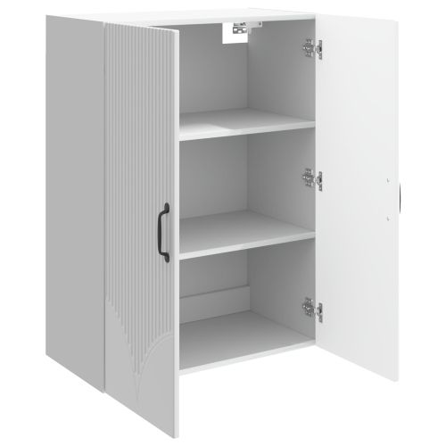 Стенно шкафче 66 x 34,5 x 90 см Инженерна дървесина Бял гланц