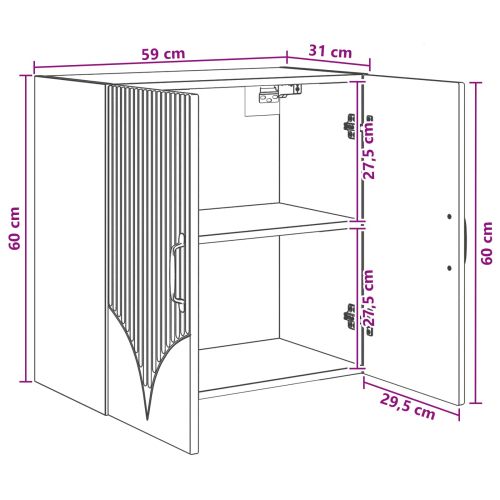Стенно шкафче 59 x 31 x 60 см Инженерна дървесина Черно