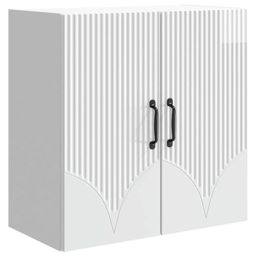 Стенно шкафче 59 x 31 x 60 см Инженерна дървесина Бял гланц