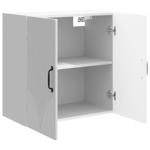 Стенно шкафче 59 x 31 x 60 см Инженерна дървесина Бял гланц