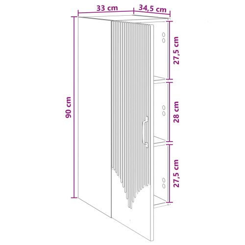 Стенно шкафче 33 x 34,5 x 90 см Инженерна дървесина Черно