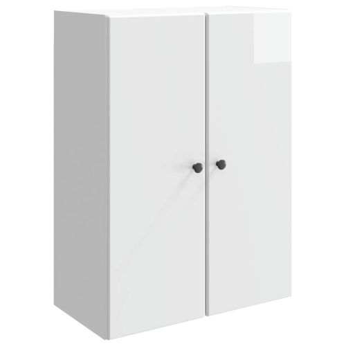 Стенно шкафче 66 x 34,5 x 90 см Инженерна дървесина Бял гланц