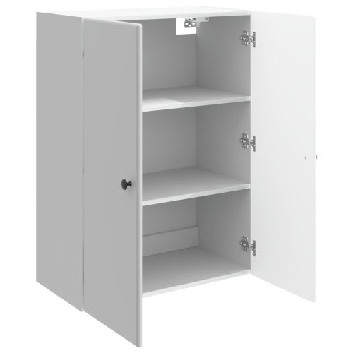 Стенно шкафче 66 x 34,5 x 90 см Инженерна дървесина Бял гланц
