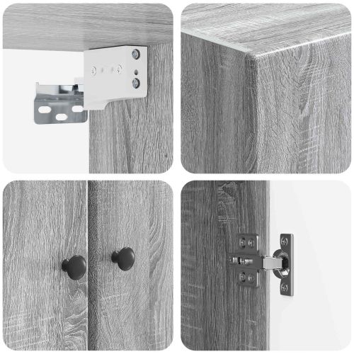Стенно шкафче 66 x 34,5 x 90 см Инженерна дървесина Сив Сонома