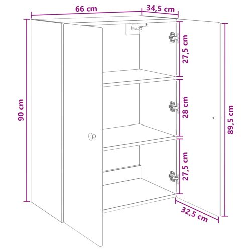 Стенно шкафче 66 x 34,5 x 90 см Инженерна дървесина Сив Сонома