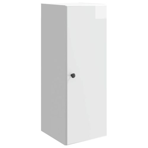 Стенно шкафче 33 x 34,5 x 90 см Инженерна дървесина Бял гланц