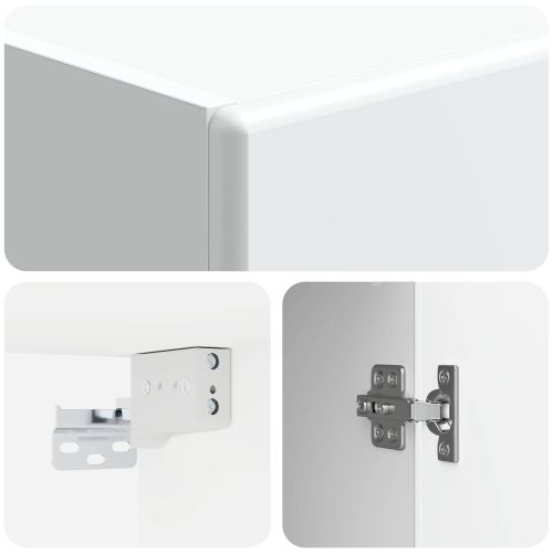 Стенно шкафче 33 x 34,5 x 90 см Инженерна дървесина Бял гланц