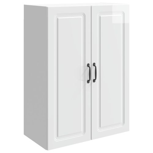 Стенно шкафче 66 x 34,5 x 90 см Инженерна дървесина Бял гланц