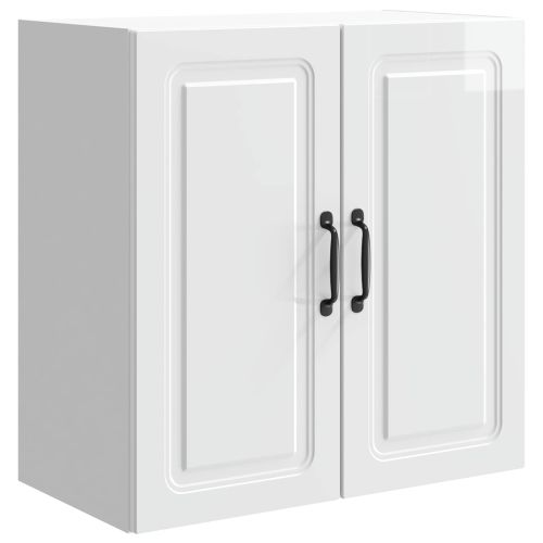Стенно шкафче 59 x 31 x 60 см Инженерна дървесина Бял гланц