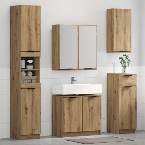 Комплект мебели за баня с чекмедже 4 pcs Дъб Инженерно дърво
