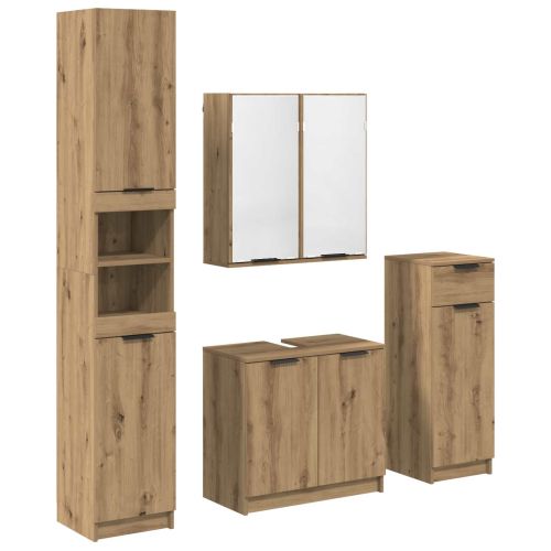 Комплект мебели за баня с чекмедже 4 pcs Дъб Инженерно дърво