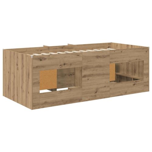 Легло на двуетажно ниво с шкаф със съхранение 3 бр. Дъб артизан