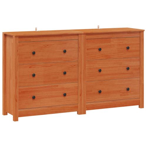 Служебен шкаф с чекмедже 2 pcs Восъчен Кафяв 140 x 35 x 80 см