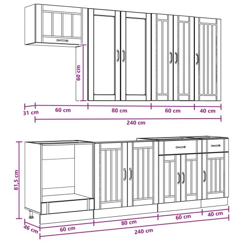 Кухненски единица LUCCA 8 pcs Черно Инженерна дървесина