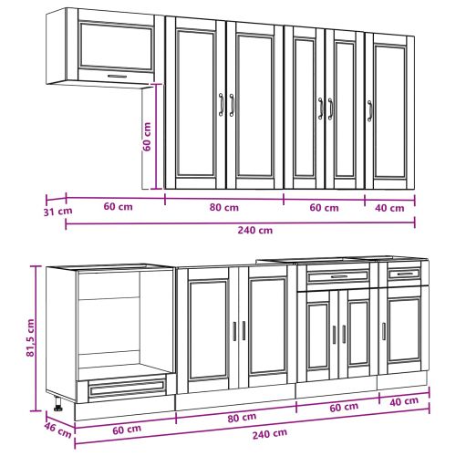 Кухненски единица PORTO 8 pcs Черно Инженерна дървесина