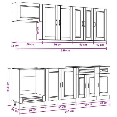 Кухненски единица PORTO 8 бр. Опушен дъб Инженерна дървесина