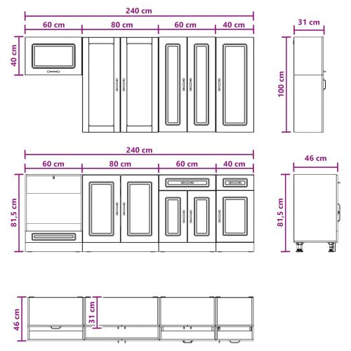 Кухненски единица KALMAR 8 бр. Бетонно сиво Инженерна дървесина