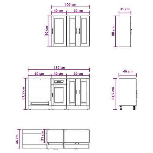 Кухненски единица PORTO 5 pcs Кафяв дъб Инженерна дървесина