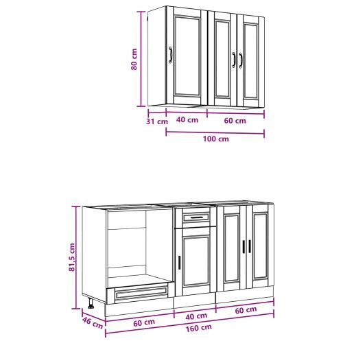 Кухненски единица PORTO 5 pcs Кафяв дъб Инженерна дървесина