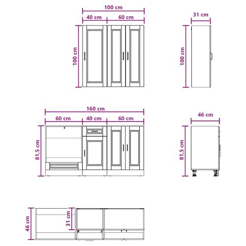Кухненски единица PORTO 5 pcs Дъб сонома Инженерна дървесина
