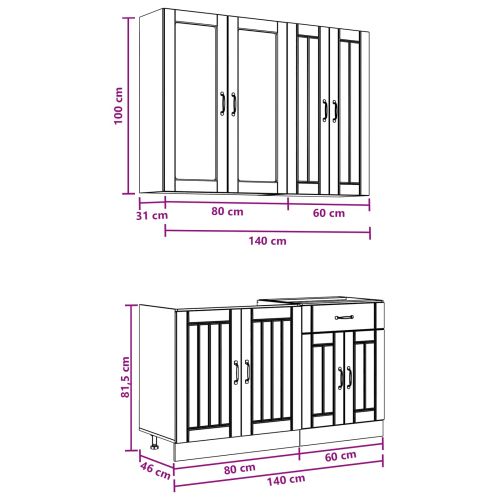 Кухненски единица LUCCA 4 pcs Черно Инженерна дървесина