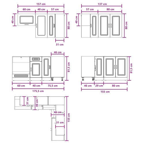 Кухненски единица KALMAR 8 pcs Бяло Инженерна дървесина