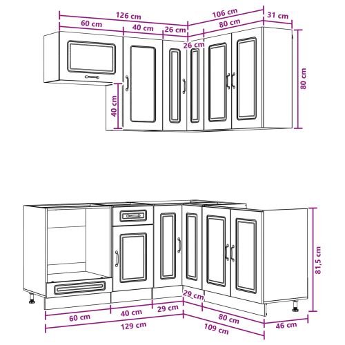 Кухненски единица KALMAR 8 pcs Бяло Инженерна дървесина