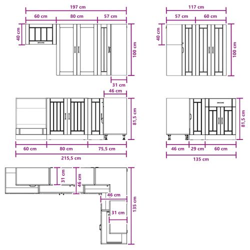 Кухненски единица LUCCA 8 pcs Черно Инженерна дървесина
