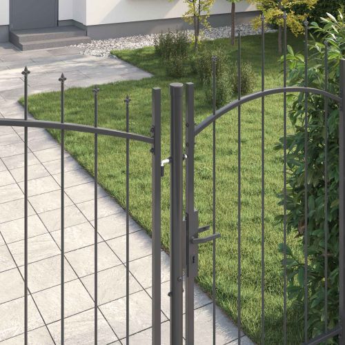 Градинска врата WOERDEN 195 х 400 см Стомана Сив С ключалка