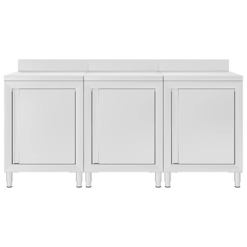 Търговска работна маса с шкаф 180x60x96 см неръждаема стомана