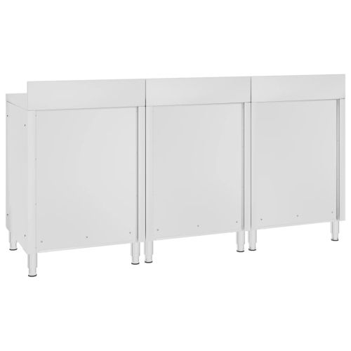 Търговска работна маса с шкаф 180x60x96 см неръждаема стомана
