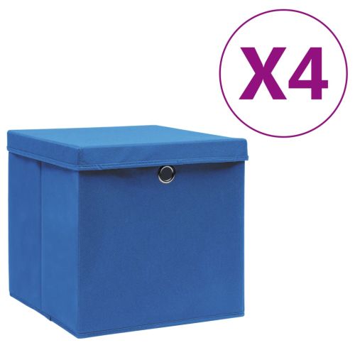 Кутии за съхранение с капаци 4 бр 28x28x28 см сини