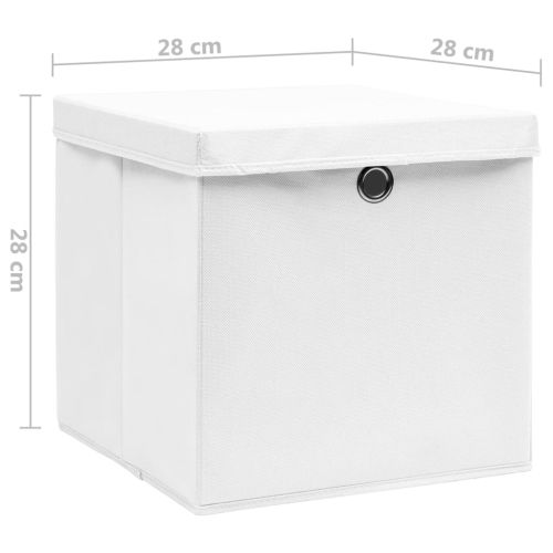 Кутии за съхранение с капаци 10 бр 28x28x28 см бели