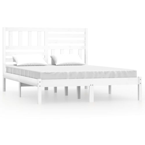 Рамка за легло, бяла, масивен бор, 140x190 см