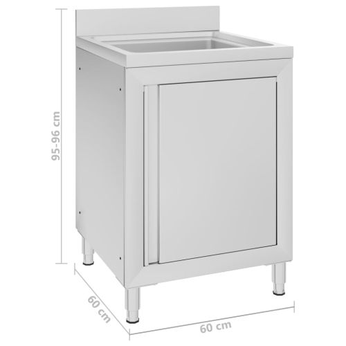 Търговски кухненски шкаф за мивка 60x60x96 см инокс