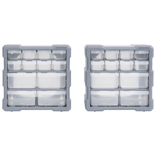 Шкафове органайзери с 12 чекмеджета, 2 бр, 26,5x16x26 см
