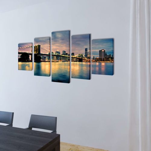 Декоративни панели стена Бруклински мост-гледка от реката, 200x100см