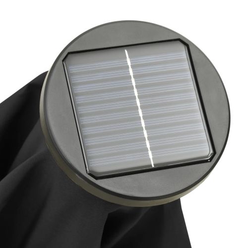 Градински чадър с LED осветление, черен, 200x211 см, алуминий