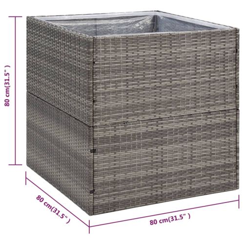 Градински сандък, сив, 80x80x80 см, полиратан