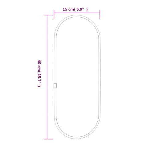 Стенно огледало черно 40x15 см овално