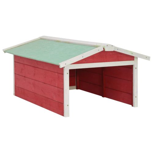 Гараж за роботизирана косачка, 72x87x50 см, червено и бяло, чам