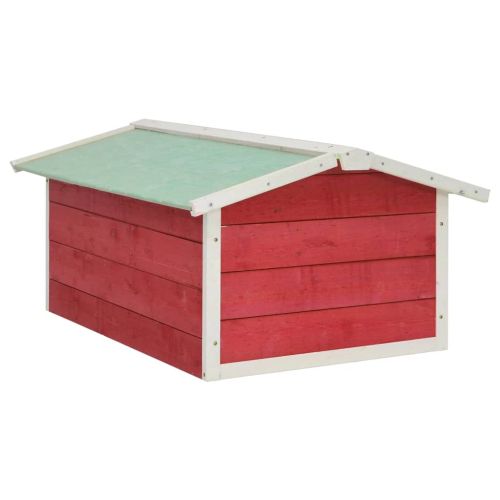 Гараж за роботизирана косачка, 72x87x50 см, червено и бяло, чам