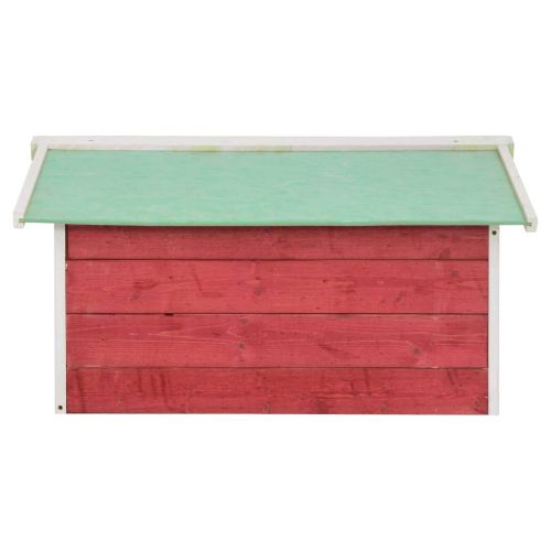 Гараж за роботизирана косачка, 72x87x50 см, червено и бяло, чам