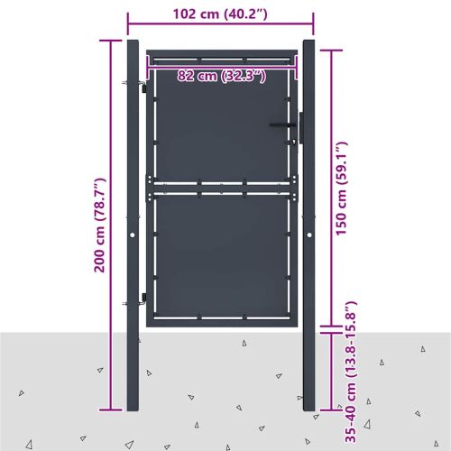 Градинска порта от стомана 100x150 см, антрацит