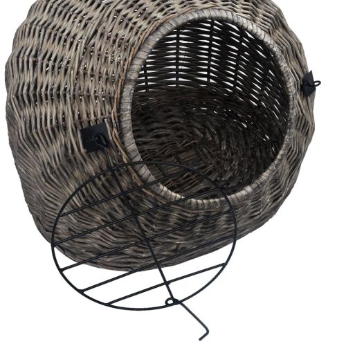 Транспортен кош за котки, сив, 45x35x35 см, естествена върба