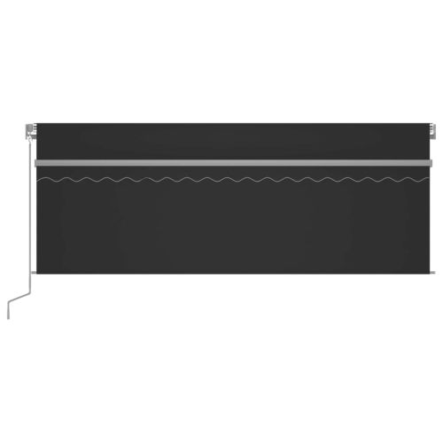 Ръчно прибиращ се сенник с щора и LED, 4x3 м, антрацит