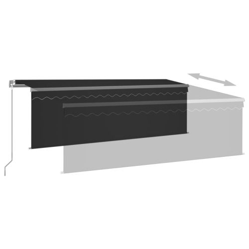 Ръчно прибиращ се сенник с щора и LED, 4x3 м, антрацит